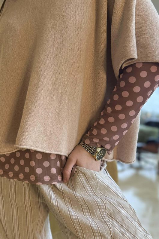 Bobby Mesh Layering Top Dopamine Dot Mocha Blush /5